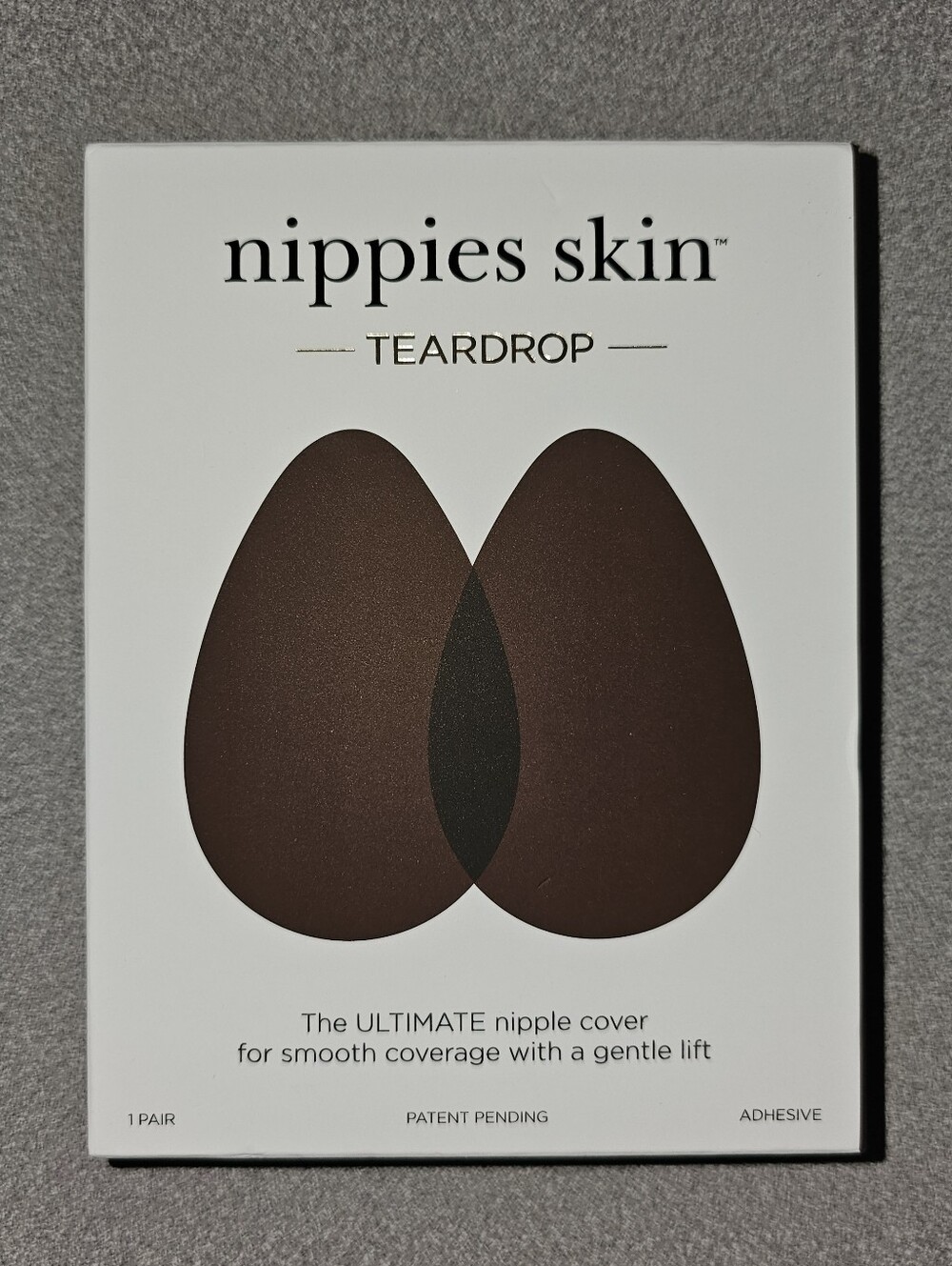 Nippies Skin Teardrop Adhesive Nipple Covers Espresso Size 1 A-B Cups Reusable